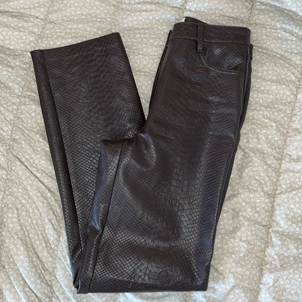ARITZIA CHOCOLATE BROWN VEGAN LEATHER PANTS